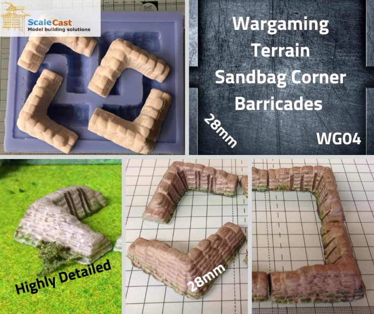 ES240 Wargame Sandbagged emplacement section Scenery 28mm 