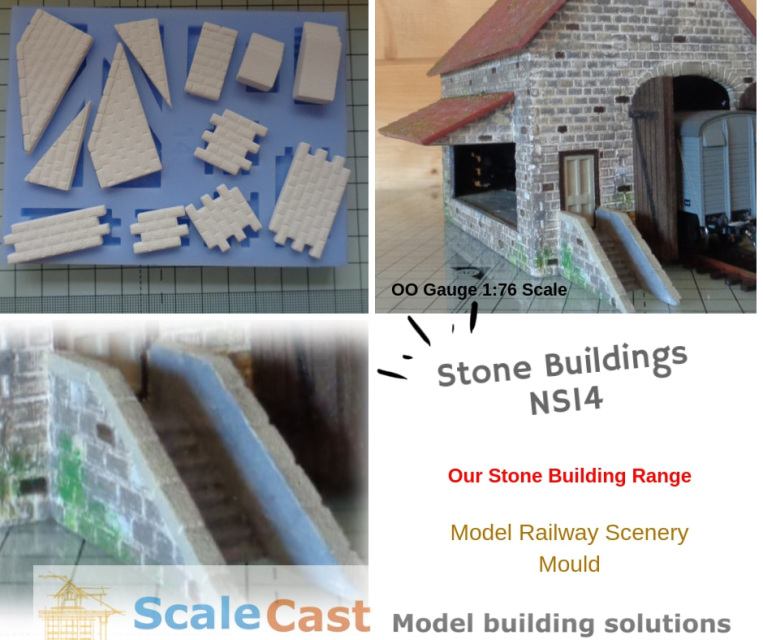 OO Gauge real stone model scenery Model Railway Stone Buildings mould NS03 