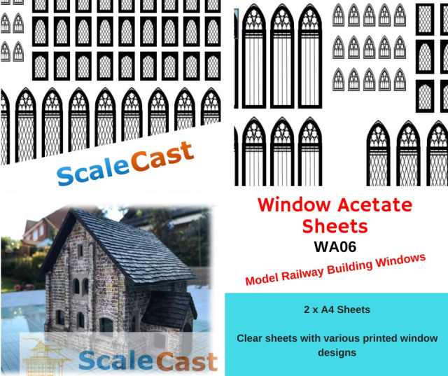 O Scale O Gauge Full Set of Stained Glass Church Windows on Acetate 