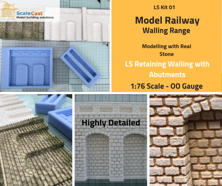 OO Scale CM60 Model Railway Dry Stone Ramped Walls mould OO Gauge Scenery